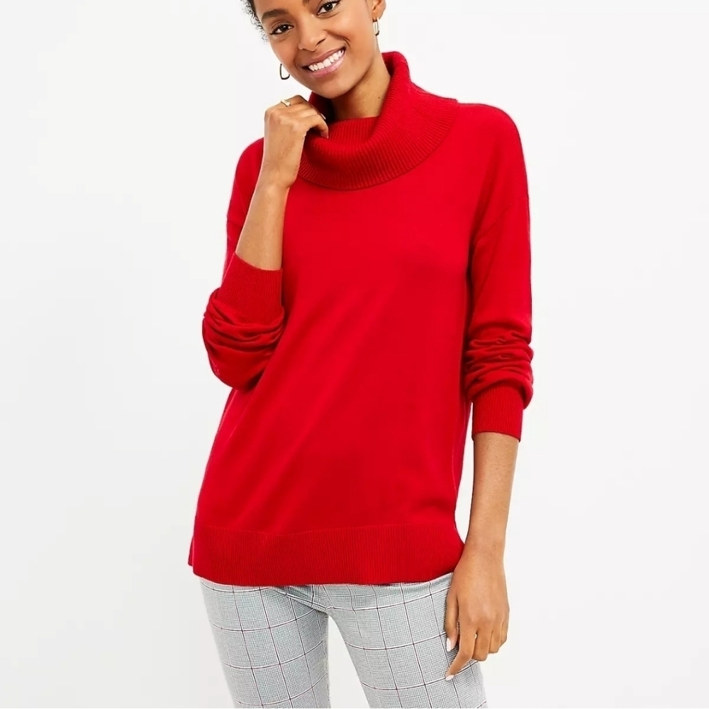 Loft sz large red cowl neck sweater